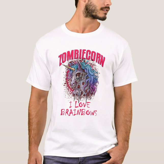 Enhörning Zombie Zombiecorn Jag älskar T Shirt (Framsida)