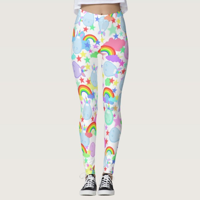Enhörningar Och Regnbågs Leggings (Framsida)