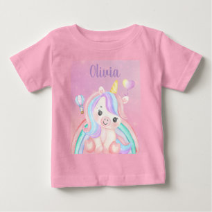Enhörnings födelsedagsbaby flicka t-shirt – anpass