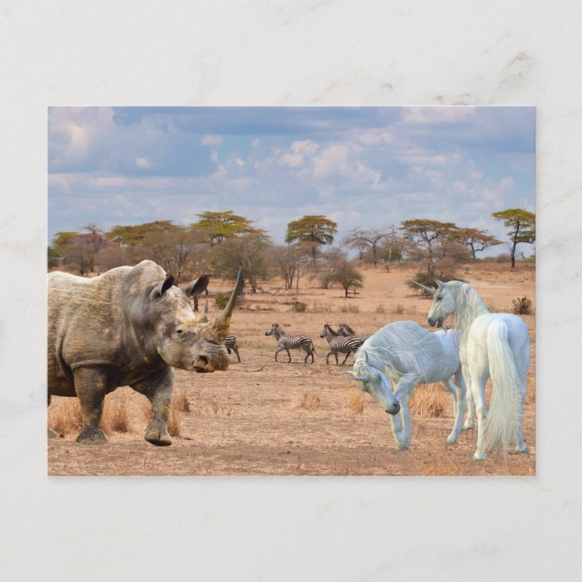 Enhörnings Kubb Noshörning Noshörning Afrika Vykort (Framsida)