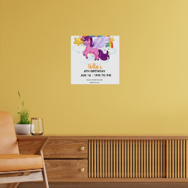 Enhörnings- och regnbågsfödelsedag poster