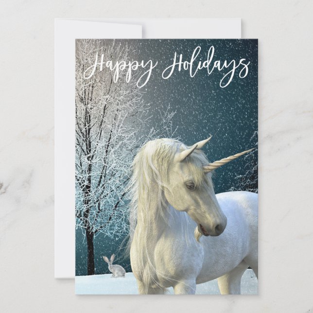 Enhörnings Vinterscen Snö God Jul Julkort (Framsida)