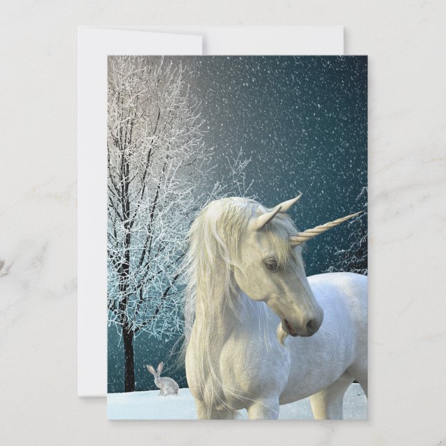Enhörnings Vinterscen Snö Semester Julkort (Framsida)