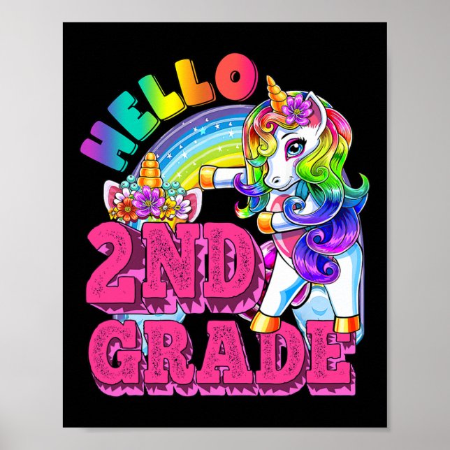 Enhörningsbarn i andra klass som använder tandtråd poster (Framsidan)