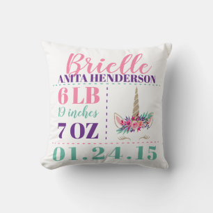 Enhörningsbarns födelsestatistik Kastkudde Kudde