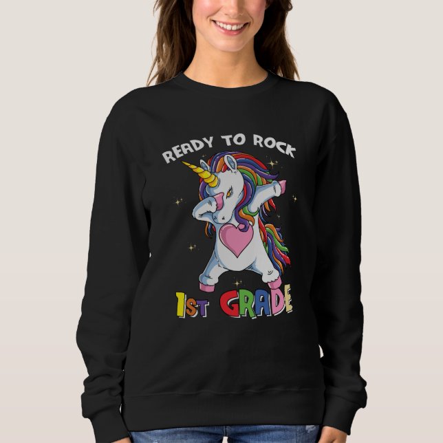 Enhörningsdesign för första klass - redo att rocka t shirt (Framsida)