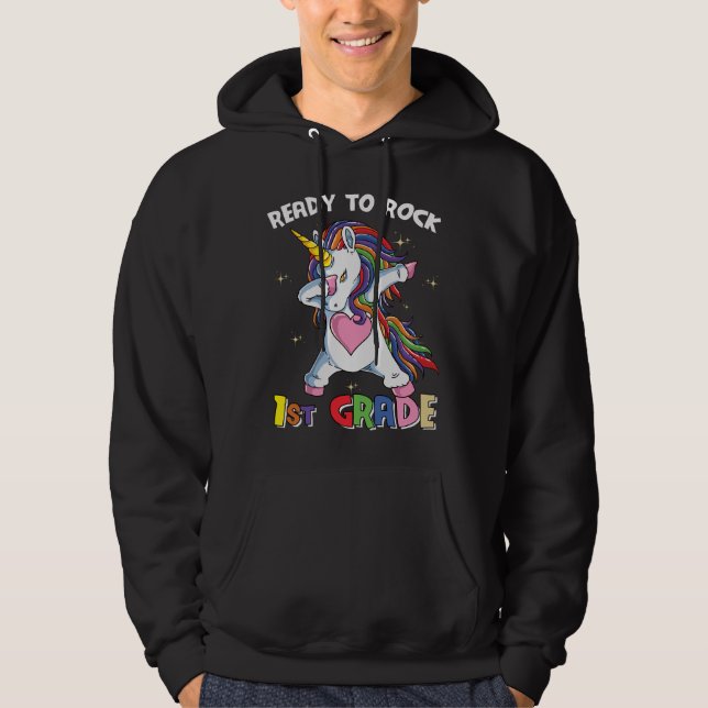 Enhörningsdesign för första klass - redo för skols hoodie (Framsida)