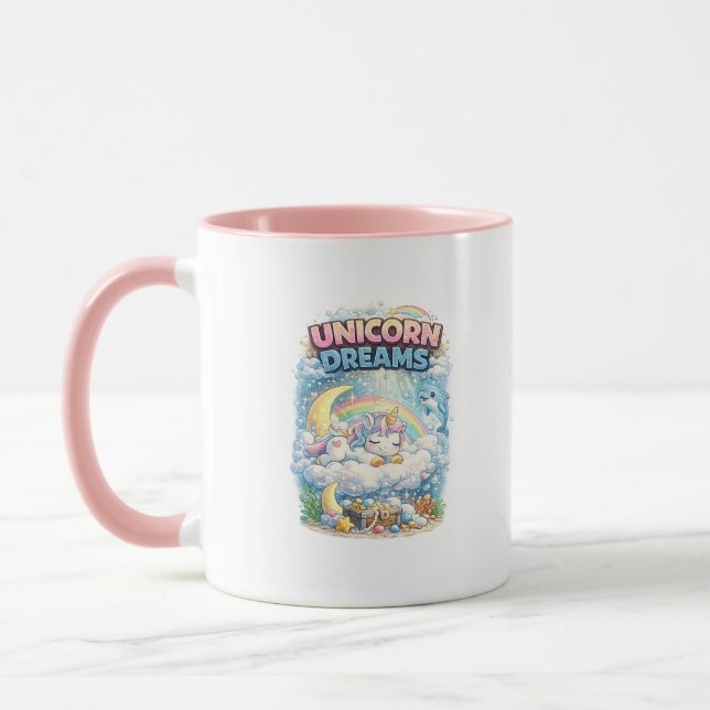 Enhörningsdrömmar Söt Fantasy Kaffemugg (Vänster)