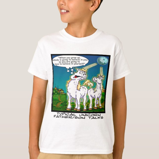 Enhörningsfader/Son-bindning Roligt T Shirt (Framsida)
