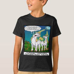 Enhörningsfader/Son-bindning Roligt T-shirt