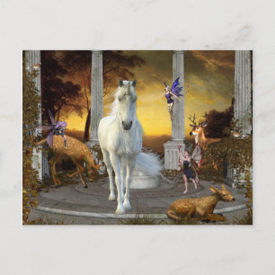 Enhörningsfée Fantasy Hjort Landskap Vykort