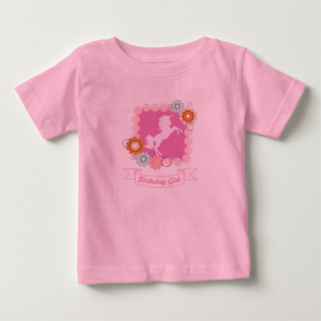 Enhörningsflickors födelsedagsfest t shirt (Framsida)