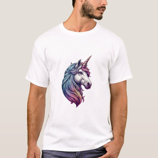 Enhörningshuvud Grafisk Linne T Shirt (Framsida)