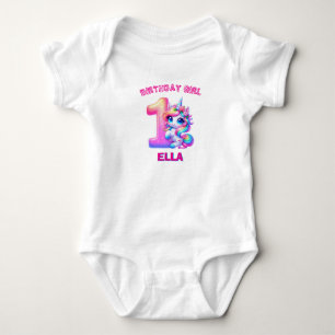 Enhörningsklänning för 1-årsfirande med eget namn t shirt