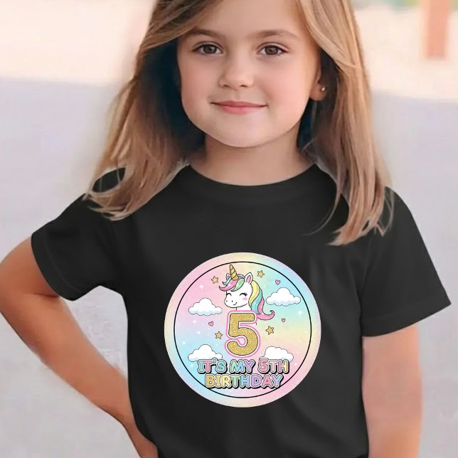 Enhörningsklänning för flickor på 5-årsdag t shirt (Skapare uppladdad)
