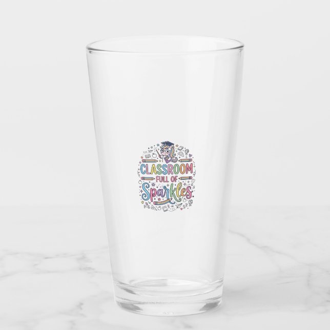 Enhörningsklassrum fullt av gnistor Original Merch Glaskopp (Framsida)