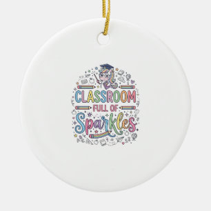 Enhörningsklassrum fullt av gnistor Original Merch Julgransprydnad Keramik