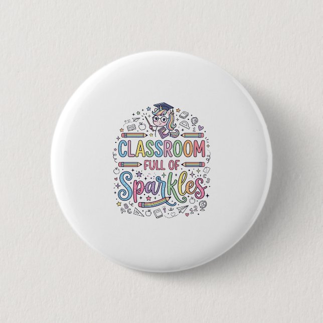 Enhörningsklassrum fullt av gnistor Original Merch Knapp (Framsida)