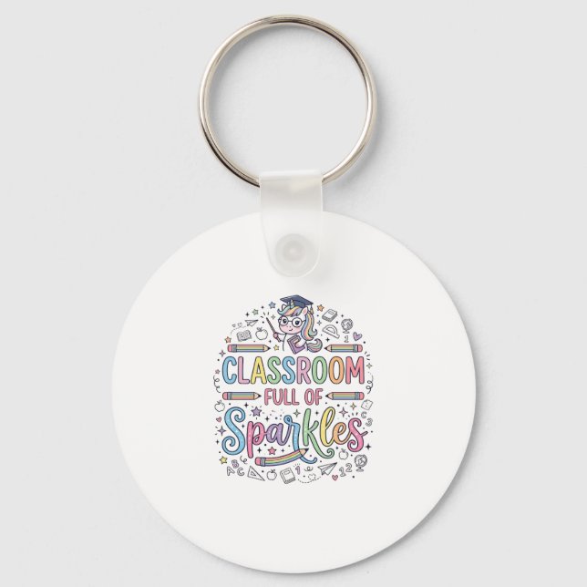 Enhörningsklassrum fullt av gnistor Original Merch Nyckelring (Framsida)