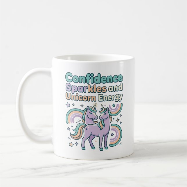 Enhörningskonfidens Gnistrar och Enhörningsenergi  Kaffemugg (Vänster)