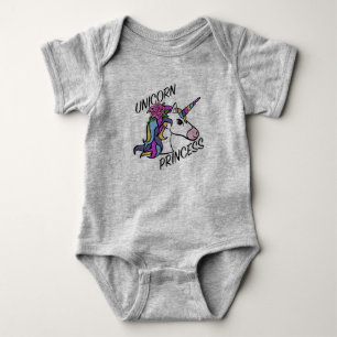 Enhörningsprinsessa Design - Baby Jersey Bodysuit T Shirt
