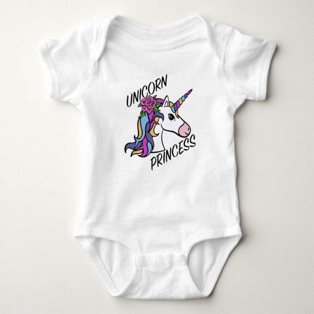 Enhörningsprinsessa Design - Baby Jersey Bodysuit T Shirt (Framsida)