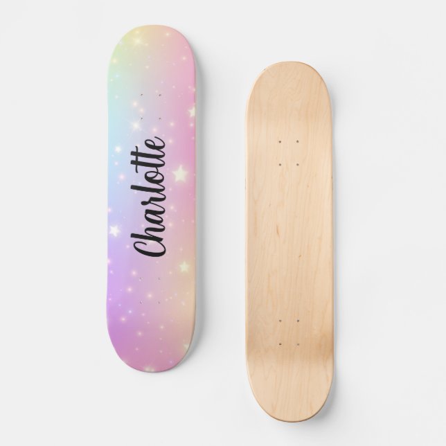Enhörningsregnbågar Personlig himmel  Mini Skateboard Bräda 18,5 Cm (Framsida)