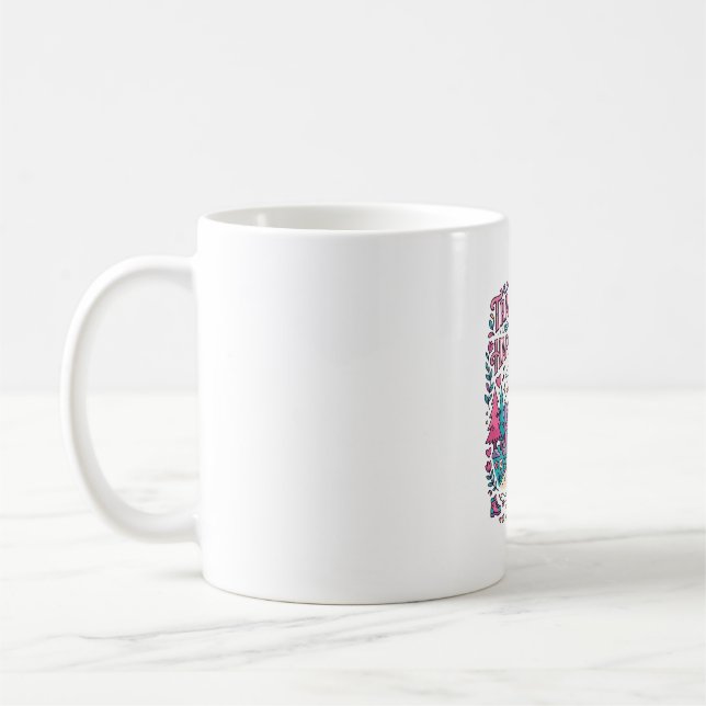 Enhörningsspår Hovar och Glada Hjärtan Färgglad Ap Kaffemugg (Vänster)
