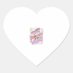 Enhörningsstjärnstoft i mina ådror Whimsical Merch Hjärtformat Klistermärke