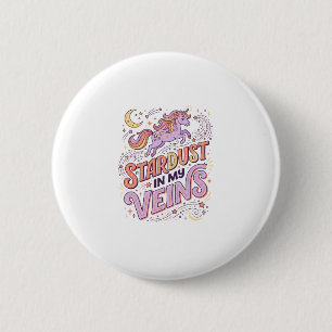 Enhörningsstjärnstoft i mina ådror Whimsical Merch Knapp