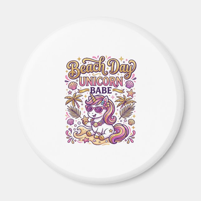 Enhörningsstrand dag Enhörning Baby Stilig Zazzle  Magnet (Framsidan)
