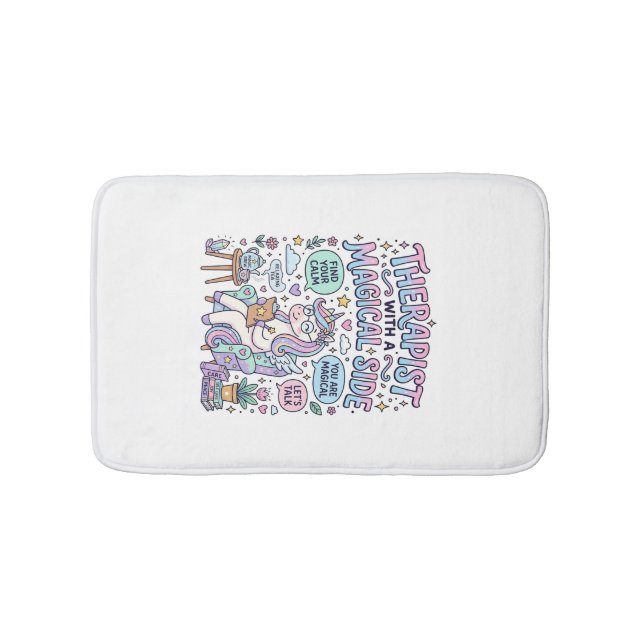 Enhörningsterapetiker med en magisk sida presentid badrumsmatta (Framsidan)