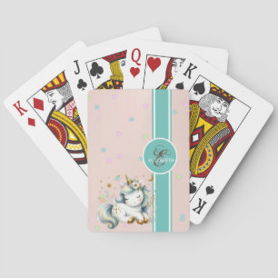 Enhörningsunge, Färgglada Stjärnor Monogram Casinokort