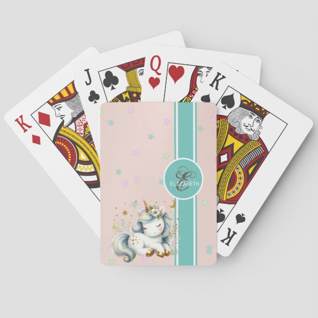 Enhörningsunge, Färgglada Stjärnor Monogram Casinokort (Baksidan)