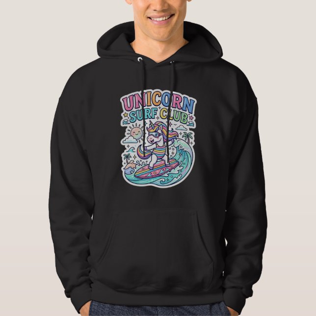 Enhörningsurfklubb Hoodie (Framsida)