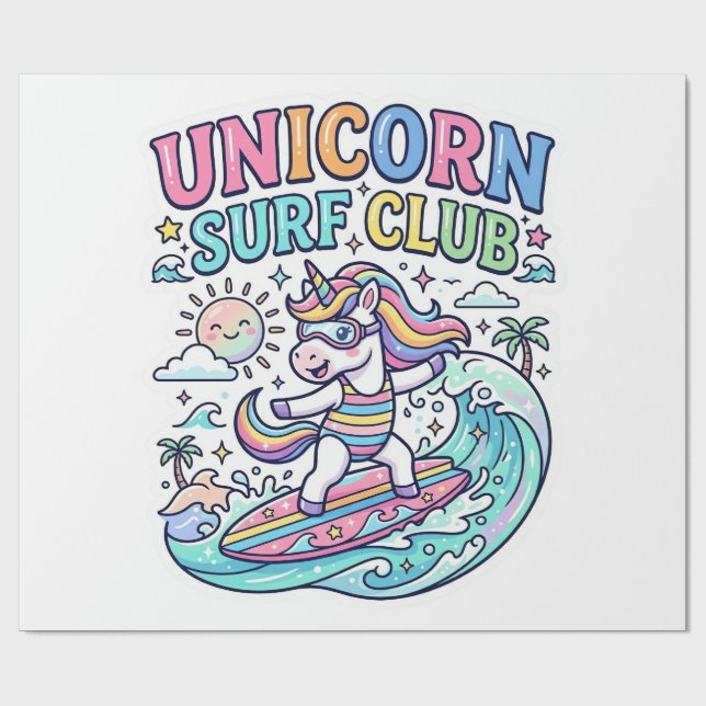 Enhörningsurfklubb Presentpapper (Platt)