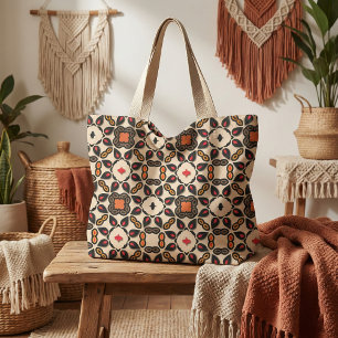 Enic Arabesque Geometric Boho Chic Mönster Tyg