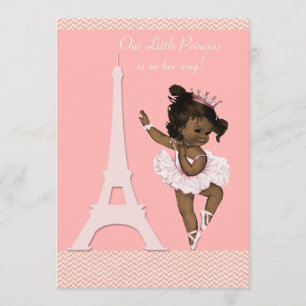 Enic Ballerina Eiffel Torn Chevrons Baby Shower Inbjudningar