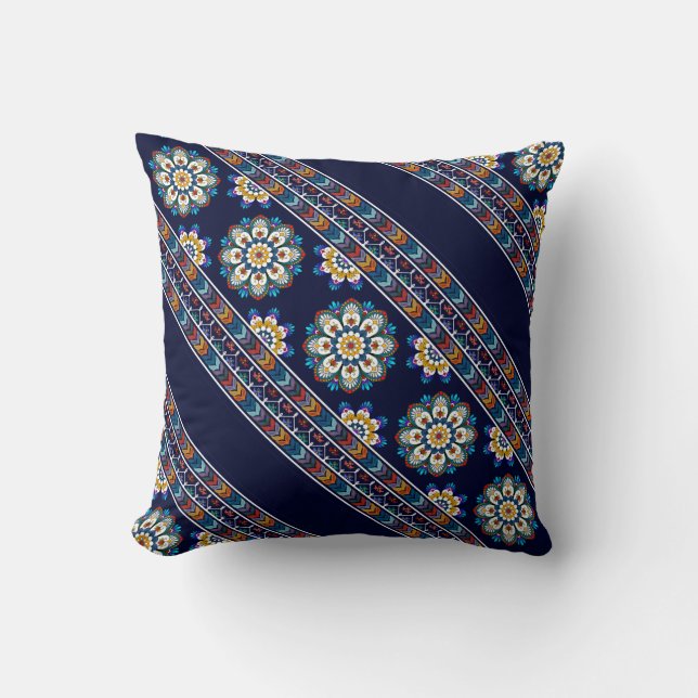 Enic Bohemian Flower Chevron Diagonal Rand Kudde (Framsida)