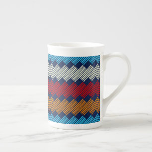 Enic Boho Mönster Snöre Embroidery on Fabric Benporslin Mugg