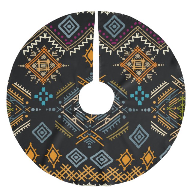 Enic Boho Ornament Seamless Mönster Julgransmatta Borstad Polyester (Framsidan)
