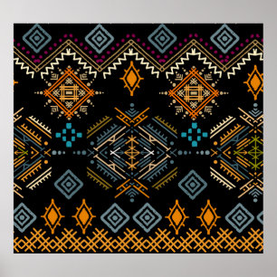 Enic Boho Ornament Seamless Mönster Poster