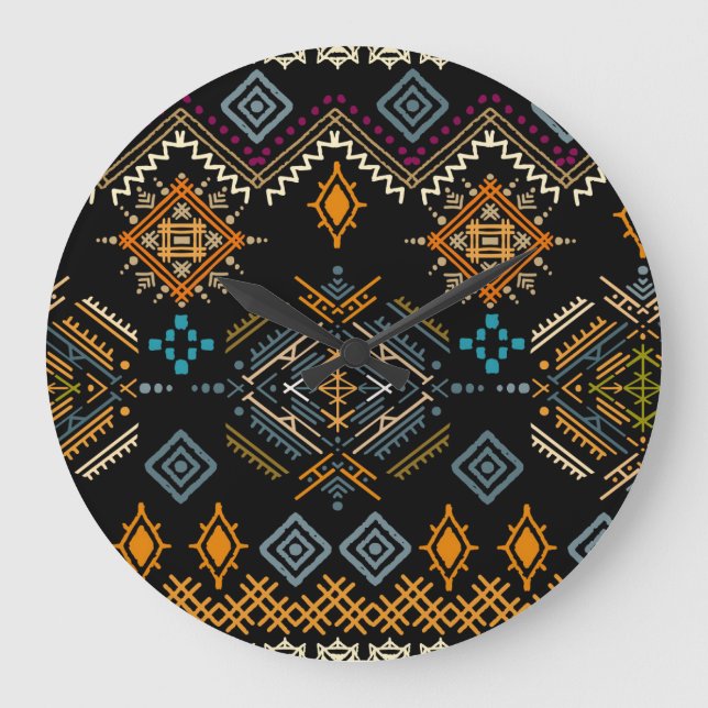 Enic Boho Ornament Seamless Mönster Stor Klocka (Framsida)