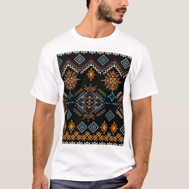 Enic Boho Ornament Seamless Mönster T Shirt (Framsida)