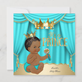 Enic Boy Shower Prince Aqua Blue Guld Krona Inbjudningar