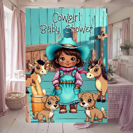 Enic Cute Cowgirl Baby Shower Teal Rosa Pets Inbjudningar