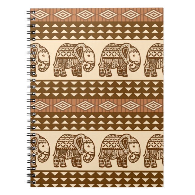 Enic Elephants Geometric Vintage Mönster Anteckningsbok (Framsidan)