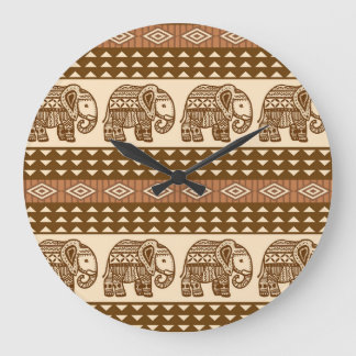 Enic Elephants Geometric Vintage Mönster Stor Klocka