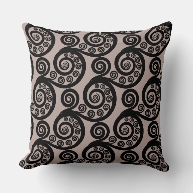 Enic Lilac & Black Fern Frond Swirls Dekorativ kud Kudde (Framsida)