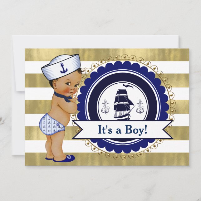 Enic Little Sailor Boy Nautical Baby Shower Inbjudningar (Framsida)